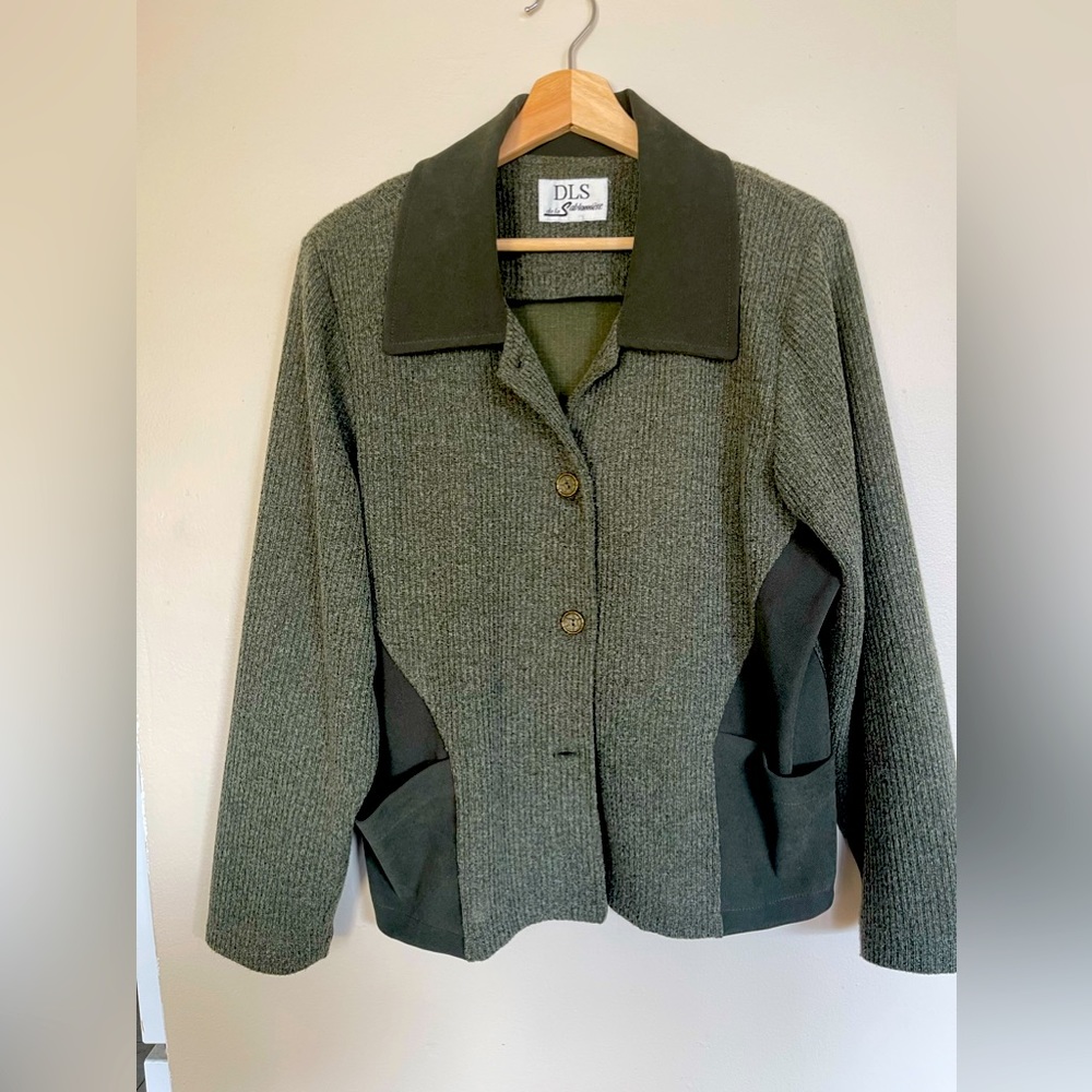 Vintage 90s Green Cardigan/Sweater- Size M-L
